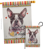 Gray Boston Terrier Happiness - Pets Nature Vertical Impressions Decorative Flags HG110242 Made In USA