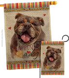 Chocolate Bulldog Happiness - Pets Nature Vertical Impressions Decorative Flags HG110244 Made In USA