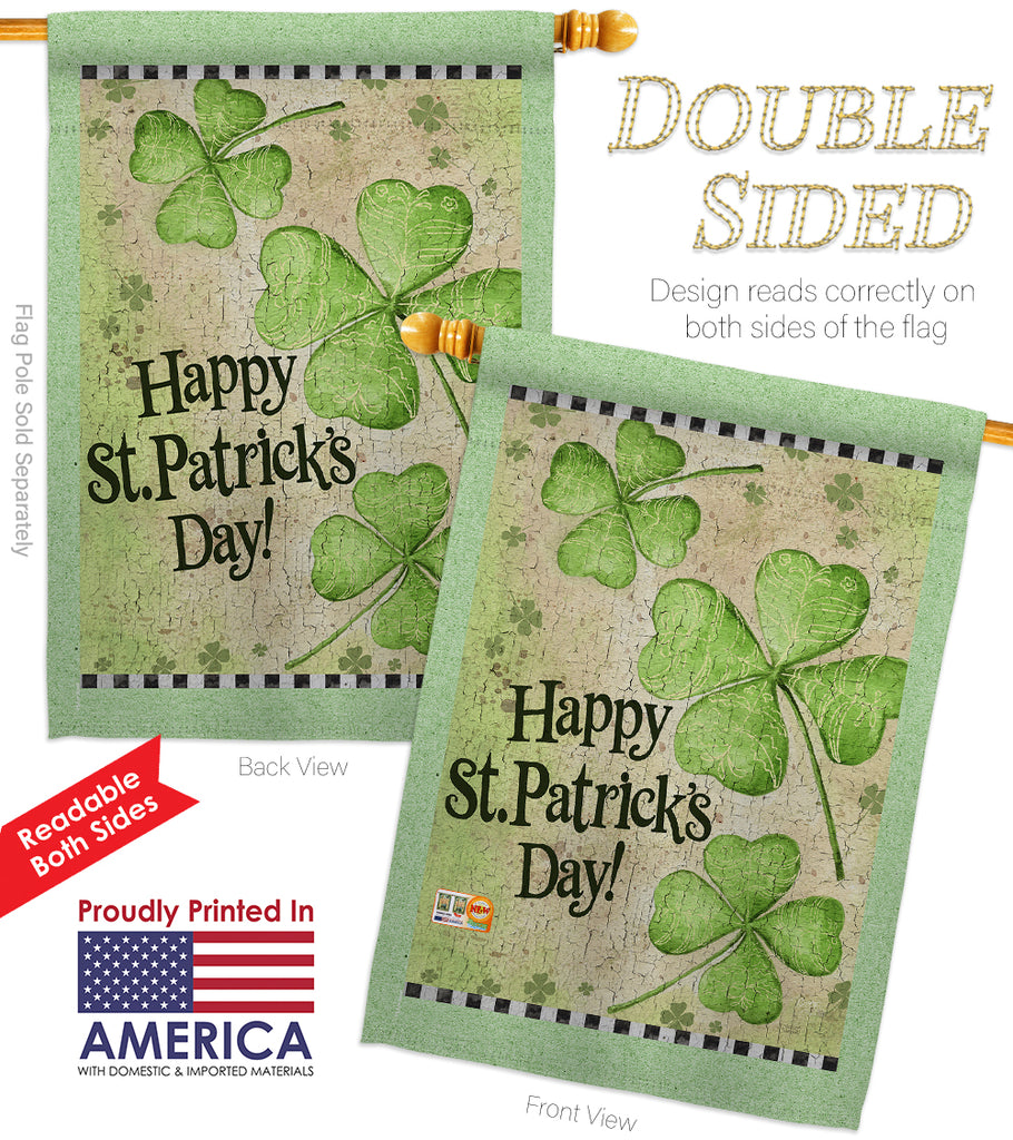St. Patrick's Day Gartenflagge Mit Kleeblatt & Hundepfote – Doppelseitig, Sackleinen, 30,5 X 45,7 Cm Für Draußen