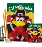 Eat More Ham - Thanksgiving Fall Vertical Impressions Decorative Flags HG113034 Made In USA
