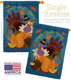 Happy Pilgrim Turkey - Thanksgiving Fall Vertical Impressions Decorative Flags HG137641 Made In USA
