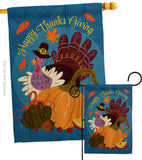 Happy Pilgrim Turkey - Thanksgiving Fall Vertical Impressions Decorative Flags HG137641 Made In USA