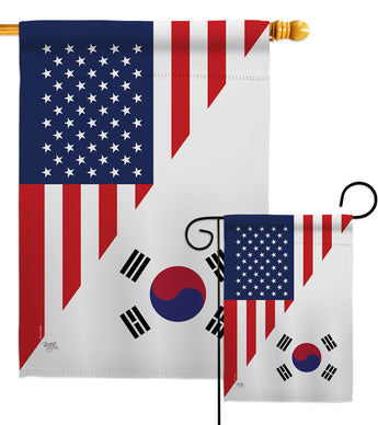 US Korea Friendship - US Friendship Flags of the World Vertical Impressions Decorative Flags HG108438 Made In USA