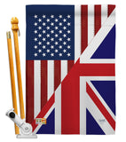 US UK Friendship - US Friendship Flags of the World Vertical Impressions Decorative Flags HG108380 Made In USA