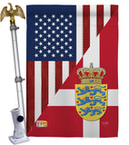 US Denmark Friendship - US Friendship Flags of the World Vertical Impressions Decorative Flags HG108387 Made In USA