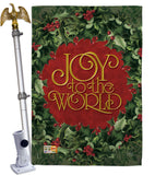 Joy To The World Wreath - Winter Wonderland Winter Vertical Impressions Decorative Flags HG114136 Made In USA
