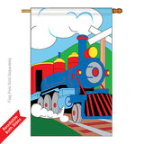 Two Group H115030-P2 Train Interests Hobbies Applique Decorative Vertical 28" x 40" Double Sided House Flag