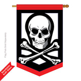 Two Group H115056-P2 Pirate Coastal Applique Decorative Vertical 28" x 40" Double Sided House Flag