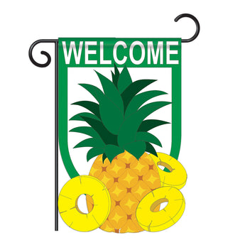 Two Group G150033-P2 Welcome Pineapple Food Fruits Applique Decorative Vertical 13" x 18.5" Double Sided Garden Flag