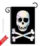 Two Group G165031-P2 Jolly Roger Coastal Pirate Applique Decorative Vertical 13" x 18.5" Double Sided Garden Flag