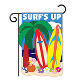 Two Group G156041-P2 Surf's Up Summer Fun In The Sun Applique Decorative Vertical 13" x 18.5" Double Sided Garden Flag