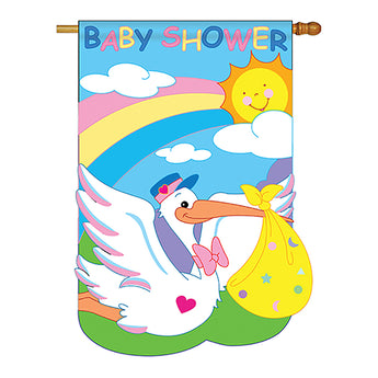 Two Group H115051-P2 Baby Shower Special Occasion Family Applique Decorative Vertical 28" x 40" Double Sided House Flag
