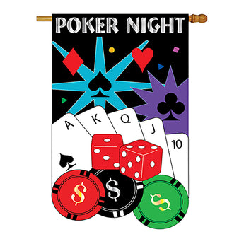 Two Group H115053-P2 Poker Night Interests Hobbies Applique Decorative Vertical 28" x 40" Double Sided House Flag