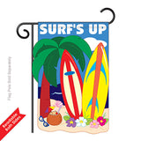Two Group G156041-P2 Surf's Up Summer Fun In The Sun Applique Decorative Vertical 13" x 18.5" Double Sided Garden Flag