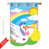 Two Group H115051-P2 Baby Shower Special Occasion Family Applique Decorative Vertical 28" x 40" Double Sided House Flag