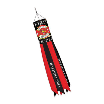 Two Group - WS128064 Fire Fighter Americana - Everyday Applique Decorative Windsock 12" x 60"
