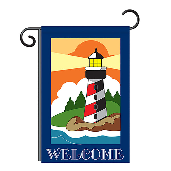Two Group G156052-P2 Lighthouse Coastal Nautical Applique Decorative Vertical 13" x 18.5" Double Sided Garden Flag