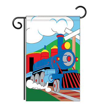 Two Group G165030-P2 Train Interests Hobbies Applique Decorative Vertical 13" x 18.5" Double Sided Garden Flag