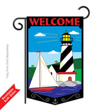 Two Group G156035-P2 Welcome Lighthouse Coastal Nautical Applique Decorative Vertical 13" x 18.5" Double Sided Garden Flag