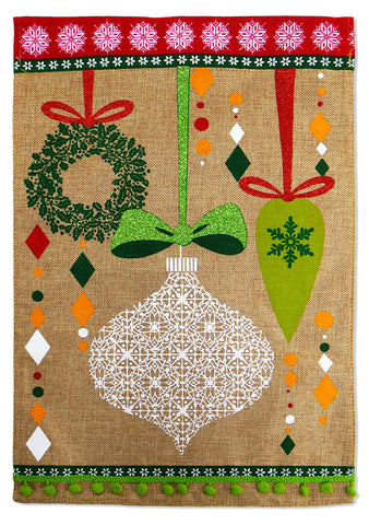 Ornament Burlap - Winter Wonderland Winter Vertical Applique Decorative Flags HGE80034 Imported