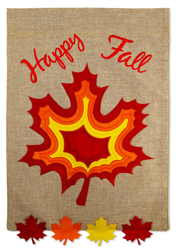 Happy Fall - Harvest & Autumn Fall Vertical Applique Decorative Flags HGE80040 Imported