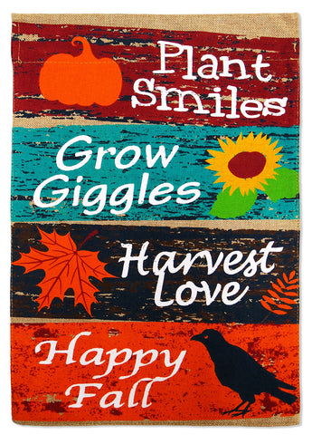 Harvest Love Burlap - Harvest & Autumn Fall Vertical Applique Decorative Flags HGE80041 Imported