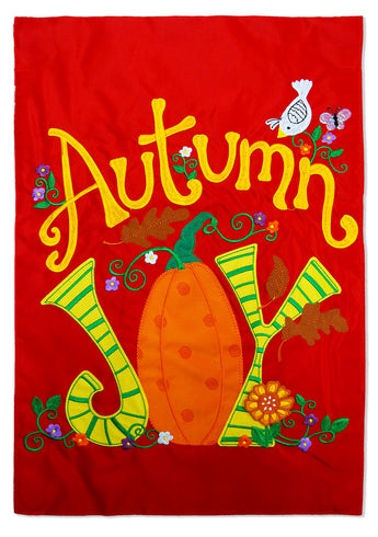 Autumn Joy - Harvest & Autumn Fall Vertical Applique Decorative Flags HGE80054 Imported