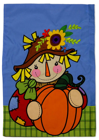 Scarecrow Burlap - Harvest & Autumn Fall Vertical Applique Decorative Flags HGE80079 Imported