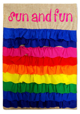 Sun and Fun - Fun In The Sun Summer Vertical Applique Decorative Flags HGE80194 Imported