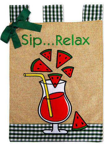 Sip and Relax - Beverages Happy Hour & Drinks Vertical Applique Decorative Flags HGE80196 Imported