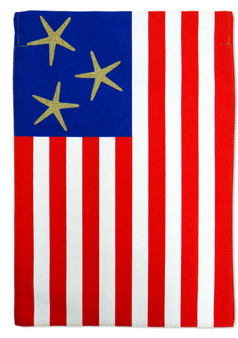 Shell Patriotic Burlap - Patriotic Americana Vertical Applique Decorative Flags HGE80201 Imported
