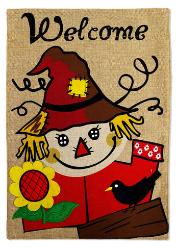 Happy Scarecrow - Harvest & Autumn Fall Vertical Applique Decorative Flags HGE80202 Imported