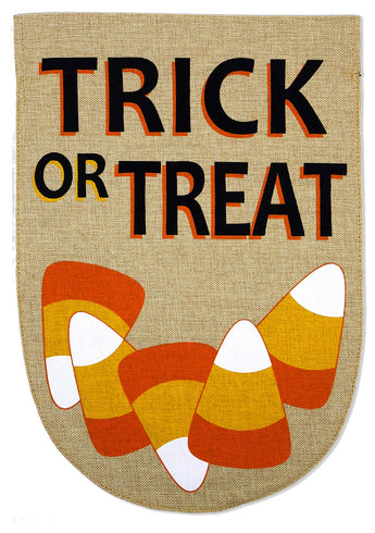 Candy Corn Burlap - Halloween Fall Vertical Applique Decorative Flags HGE80234 Imported