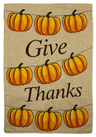 String Pumpkin Burlap - Thanksgiving Fall Vertical Applique Decorative Flags HGE80236 Imported