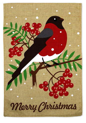 Christmas Singing Bird Burlap - Christmas Winter Vertical Applique Decorative Flags HGE80241 Imported