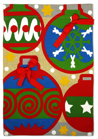 Christmas Ornaments Burlap - Christmas Winter Vertical Applique Decorative Flags HGE80246 Imported