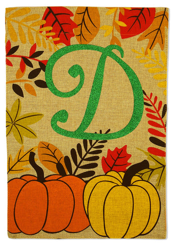 Fall Pumpkin D Burlap - Harvest & Autumn Fall Vertical Applique Decorative Flags HGE80272 Imported