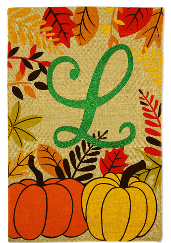 Fall Pumpkin L Burlap - Harvest & Autumn Fall Vertical Applique Decorative Flags HGE80273 Imported