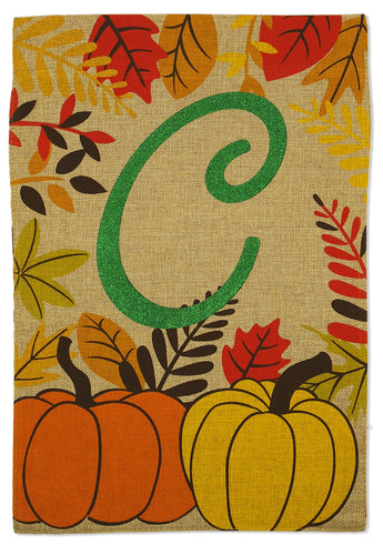 Fall Pumpkin C Burlap - Harvest & Autumn Fall Vertical Applique Decorative Flags HGE80275 Imported
