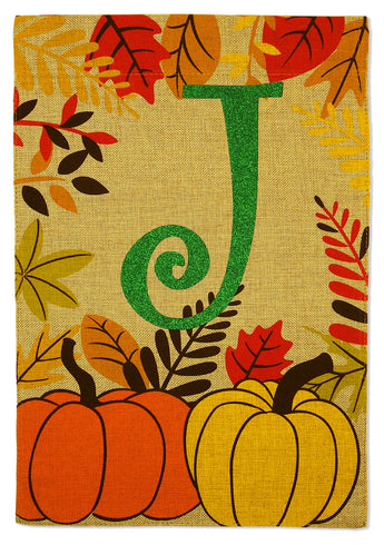 Fall Pumpkin J Burlap - Harvest & Autumn Fall Vertical Applique Decorative Flags HGE80278 Imported