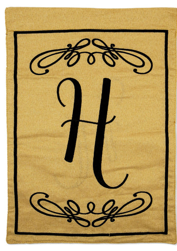 Classic H Burlap - Simply Beauty Interests Vertical Applique Decorative Flags HGE80283 Imported