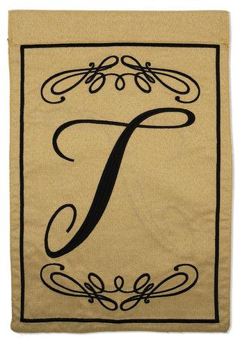 Classic T Burlap - Simply Beauty Interests Vertical Applique Decorative Flags HGE80286 Imported