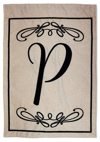 Classic P Burlap - Simply Beauty Interests Vertical Applique Decorative Flags HGE80287 Imported