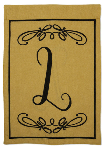 Classic L Burlap - Simply Beauty Interests Vertical Applique Decorative Flags HGE80288 Imported