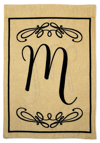 Classic M Burlap - Simply Beauty Interests Vertical Applique Decorative Flags HGE80289 Imported