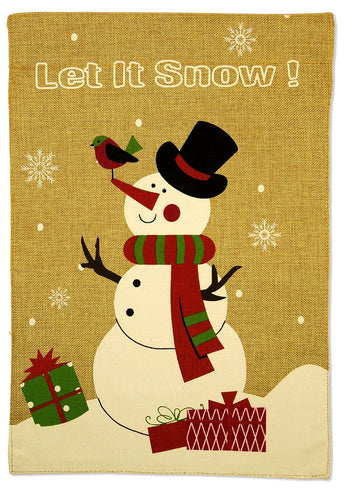 Let It Snow and Gift Burlap - Winter Wonderland Winter Vertical Applique Decorative Flags HGE80338 Imported