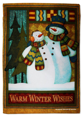 Warm Wishies Burlap - Winter Wonderland Winter Vertical Applique Decorative Flags HGE80378 Imported