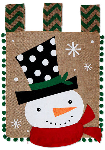 Snowman with Red Scarf Burlap - Christmas Winter Vertical Applique Decorative Flags HGE80415 Imported