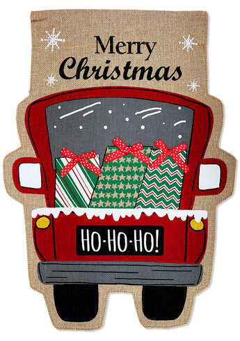 Merry Christmas Burlap - Christmas Winter Vertical Applique Decorative Flags HGE80416 Imported