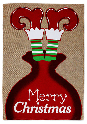 Merry Christmas Ornament Burlap - Christmas Winter Vertical Applique Decorative Flags HGE80457 Imported